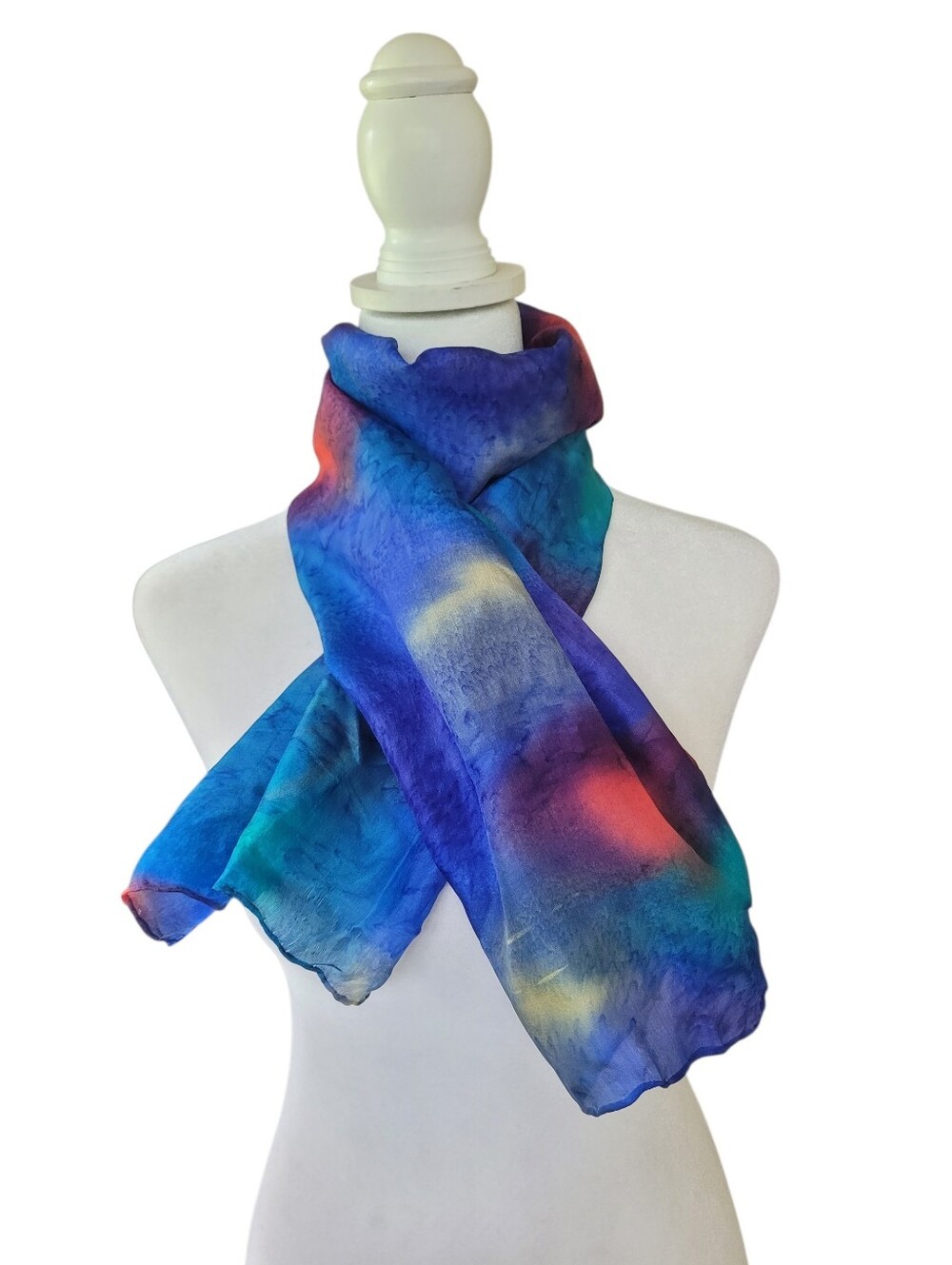 100% Silk Multi-Color Lightweight Rainbow Women's Scarf